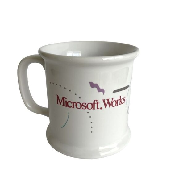 Microsoft Works Coffee Mug White The Galaxy VIP Collection Computer Advertising - Picture 1 of 9